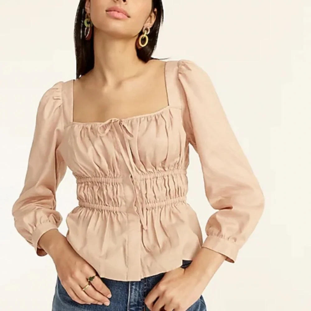 NWT J. Crew Women's Cinched-Waist Top in Herringbone Cotton